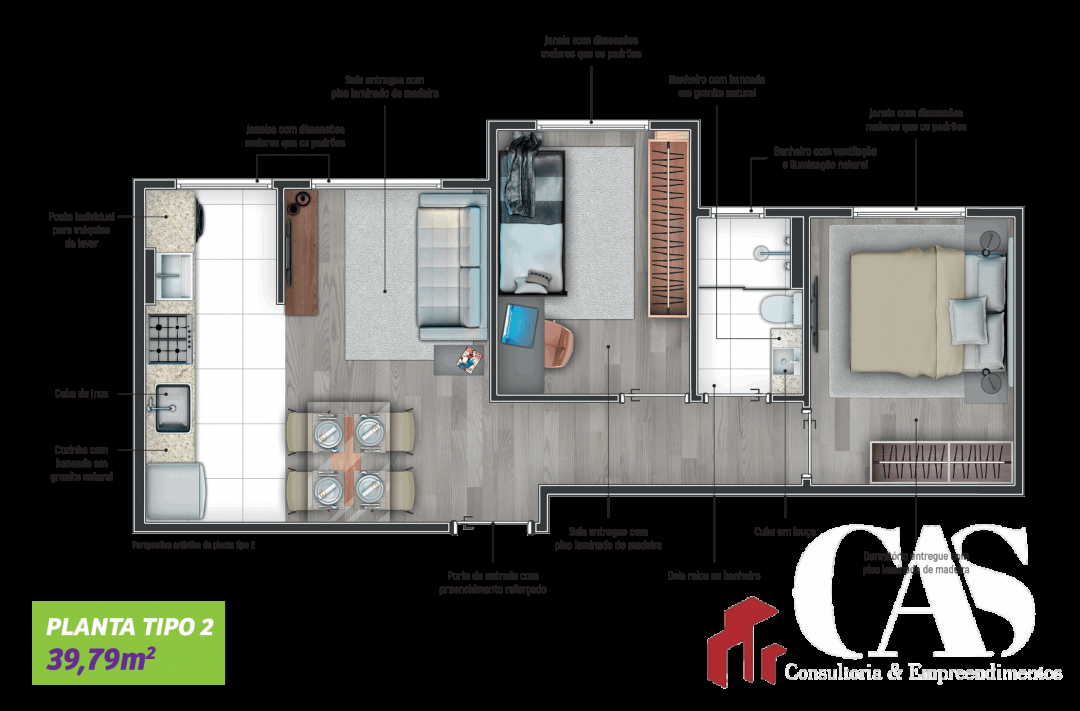 Apartamento à venda com 2 quartos, 39m² - Foto 15